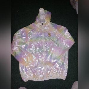 Magic Girls' Zip-Up Lightweight Hooded Jacket in an iridescent white color